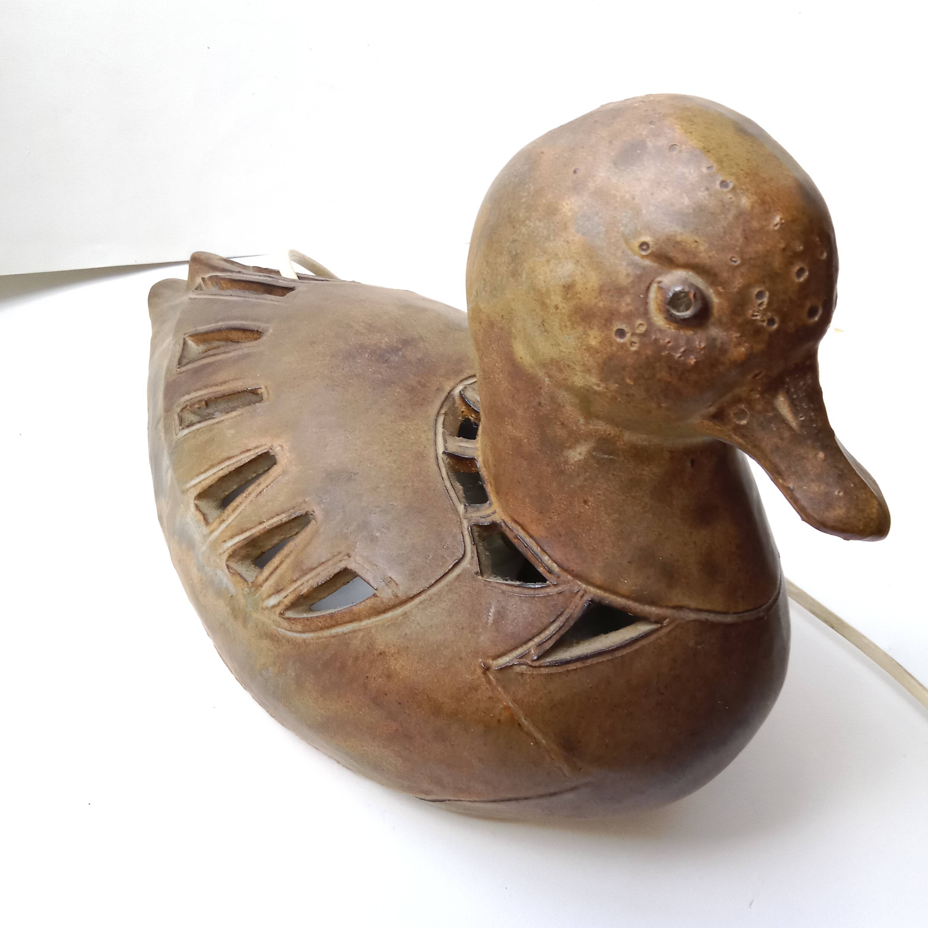 Lampe signée Agnès Escala Zoomorphe Canard circa 1970
