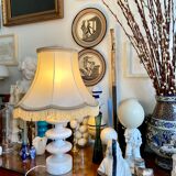 Alabaster table lamp and beige cotton