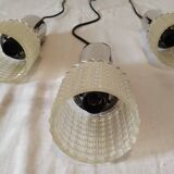 Three-branch pendant light with transparent vintage lampshade