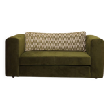 Vintage Two-seater Sofa, Deep Green Velvet, Cuschion patterns