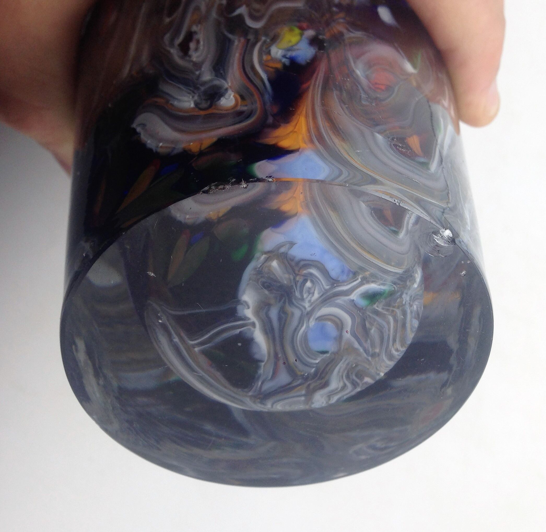 Boheme vase in multicolored thick glass splashes height 27 cm