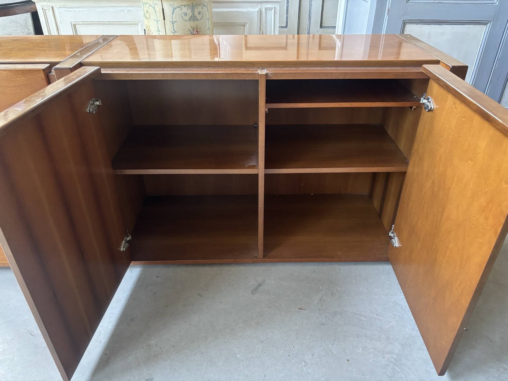 Low Scandinavian enfilade in walnut – Vintage design sideboard from the year