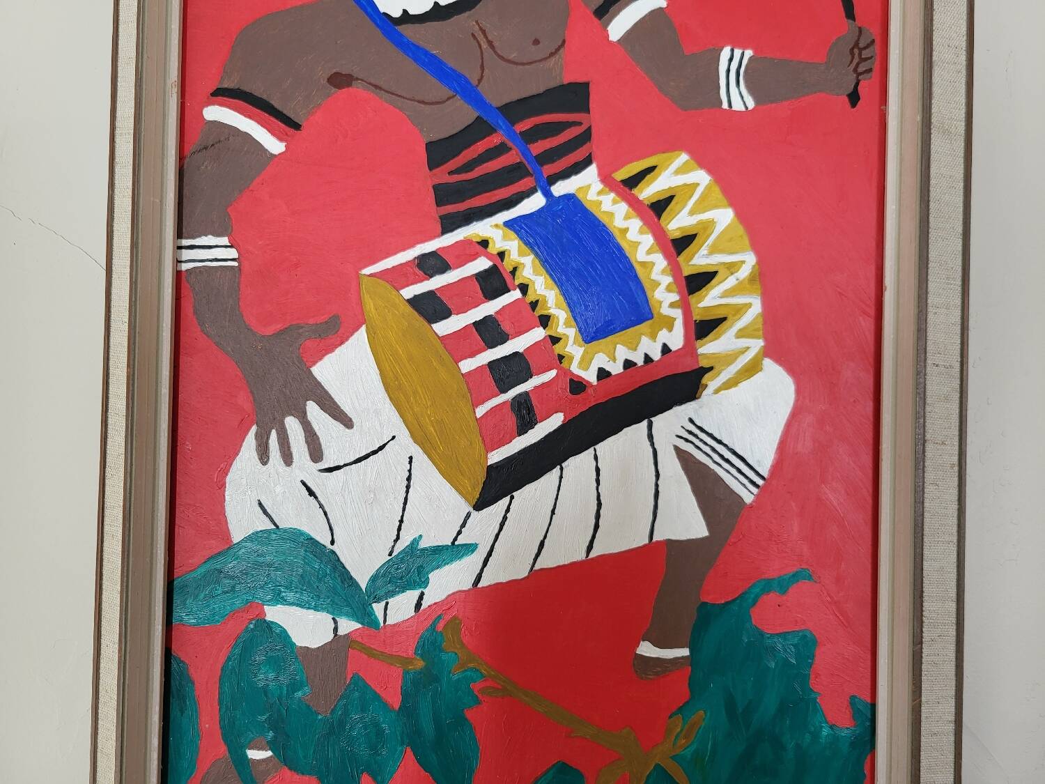 Painting Siv Holme 1971 / African Man Playing a Drum