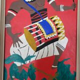 Painting Siv Holme 1971 / African Man Playing a Drum