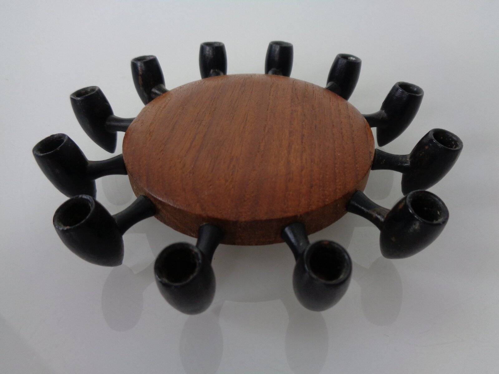 Digsmed Teak and Steel Candleholder, Denmark, 1960s