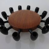Digsmed Teak and Steel Candleholder, Denmark, 1960s