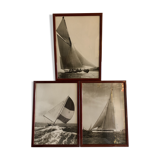 Lot of 3 black and white photographs sails and sailboats