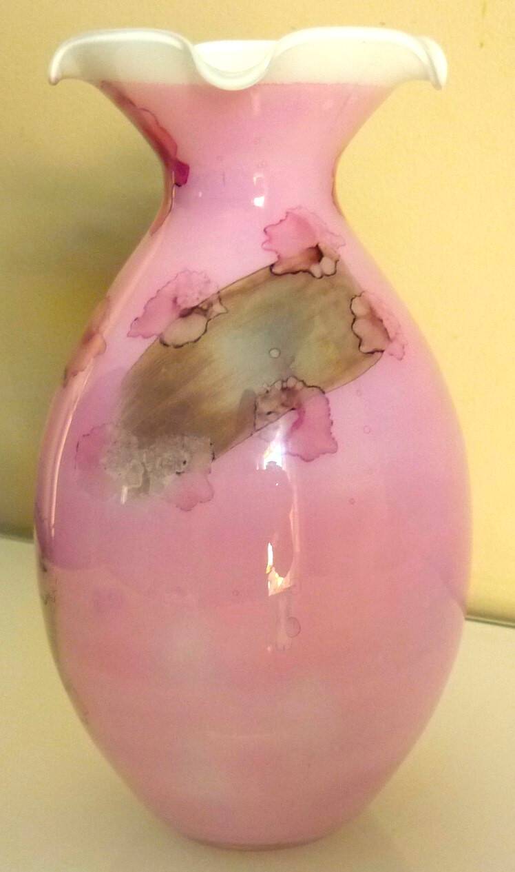 Pink vase, Murano Kristall Mery, blown glass with inclusions