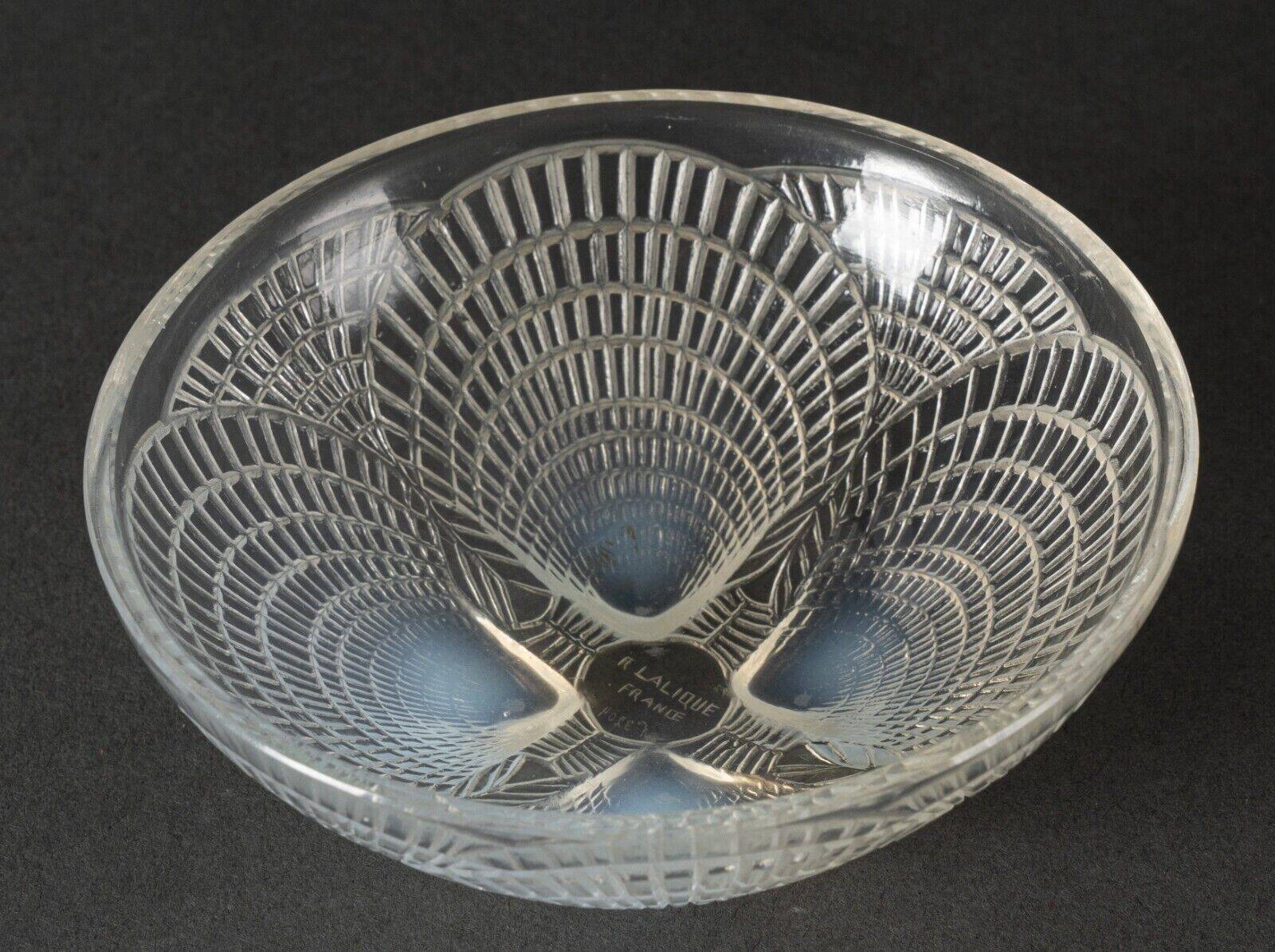 Lalique France opalescent scallop bowl numbered 3204