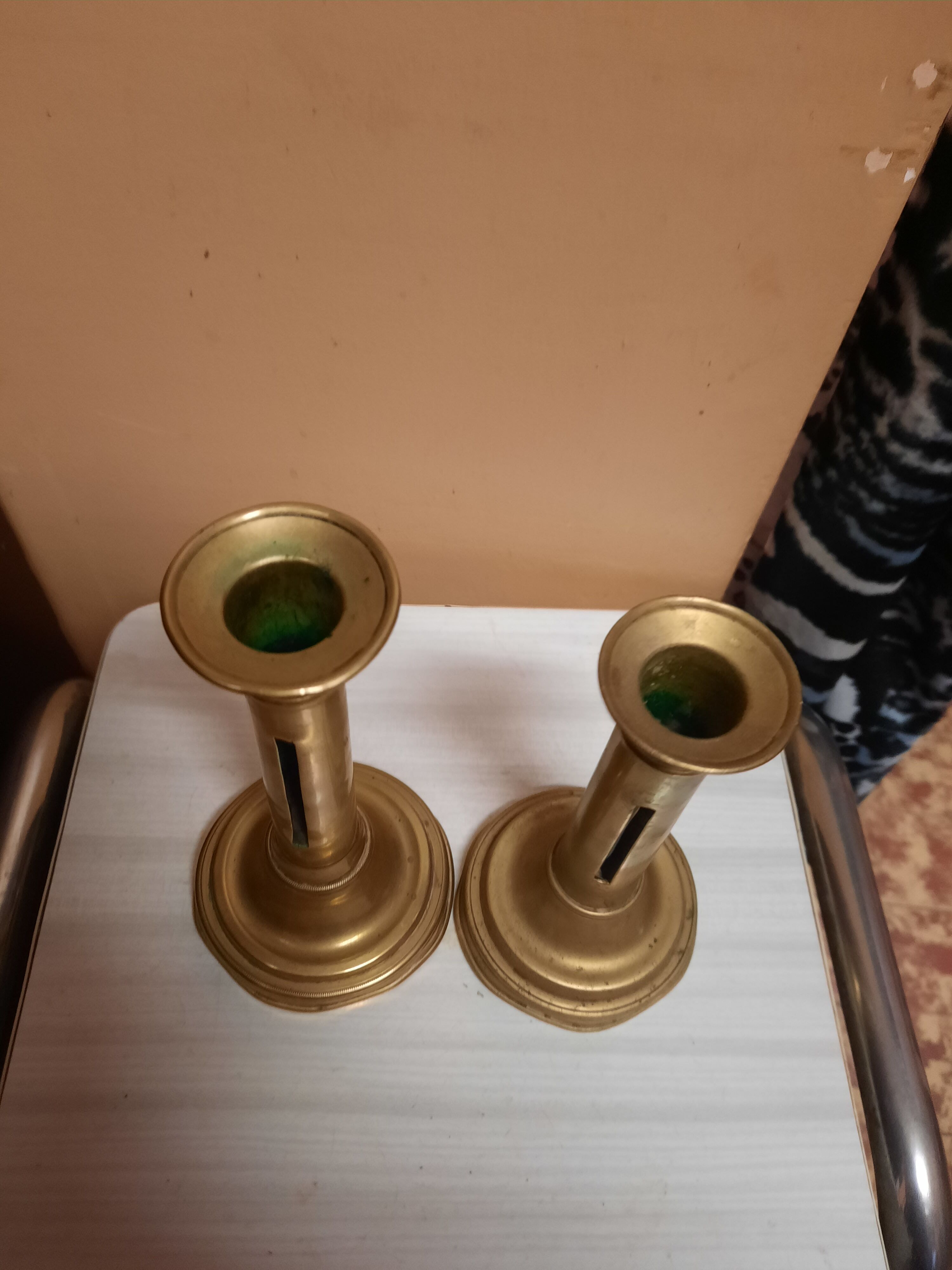 Pair of golden candle holders