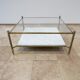 1970s french brass and white marble coffee table