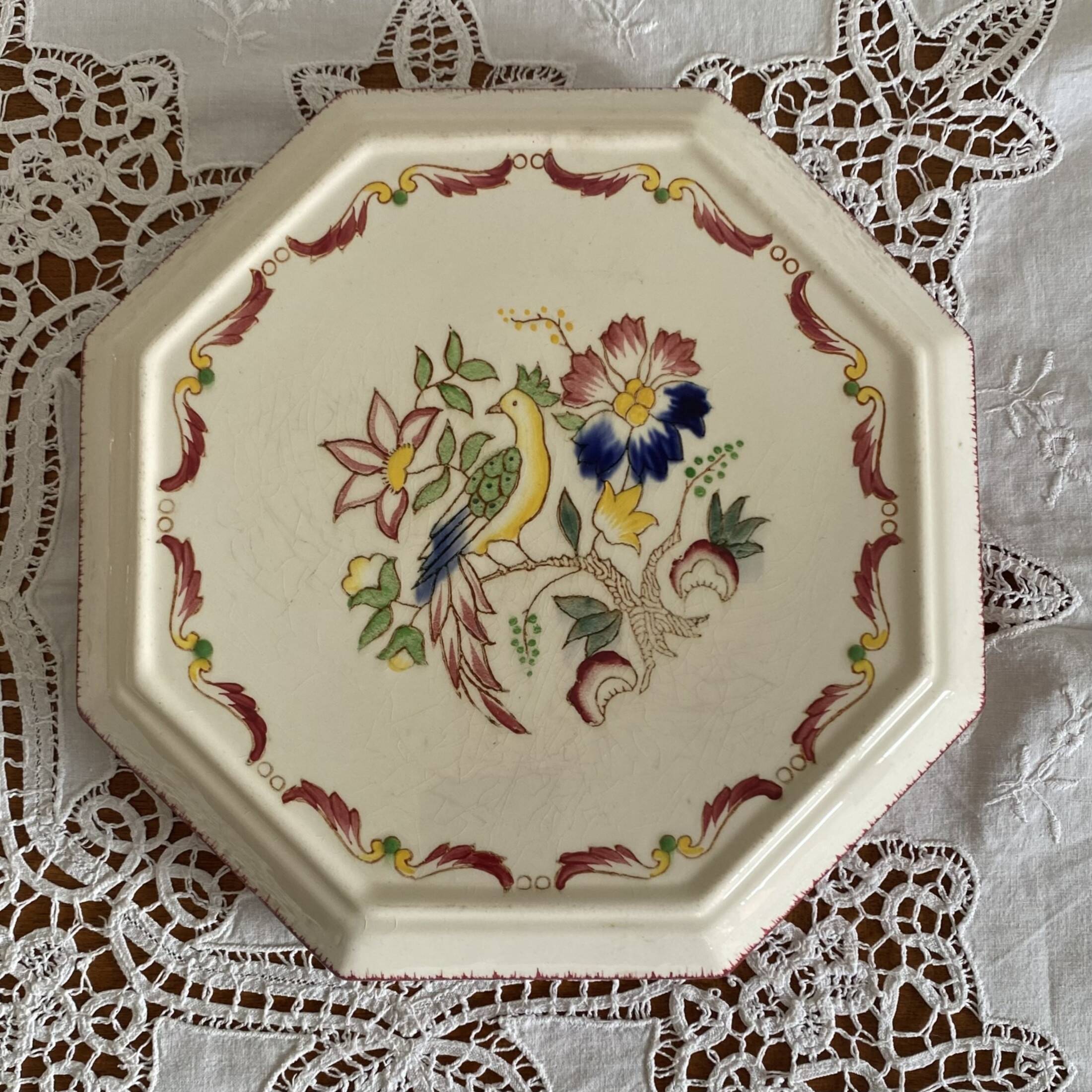 Longwy earthenware trivet octagonal vintage tableware ACC-7140