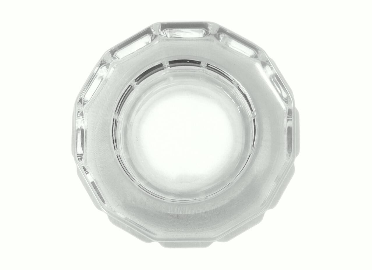 Art Deco candlestick, illegible signature – dodecagonal shape in glass