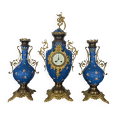 Napoleon III fireplace set in Villeroy & Boch Mettlach faience