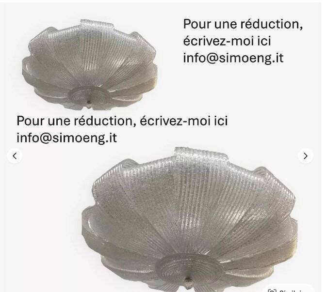 Contemporary Murano Glass Sputnik Chandelier, Flush Mount, Mazzega Style, Set of 2