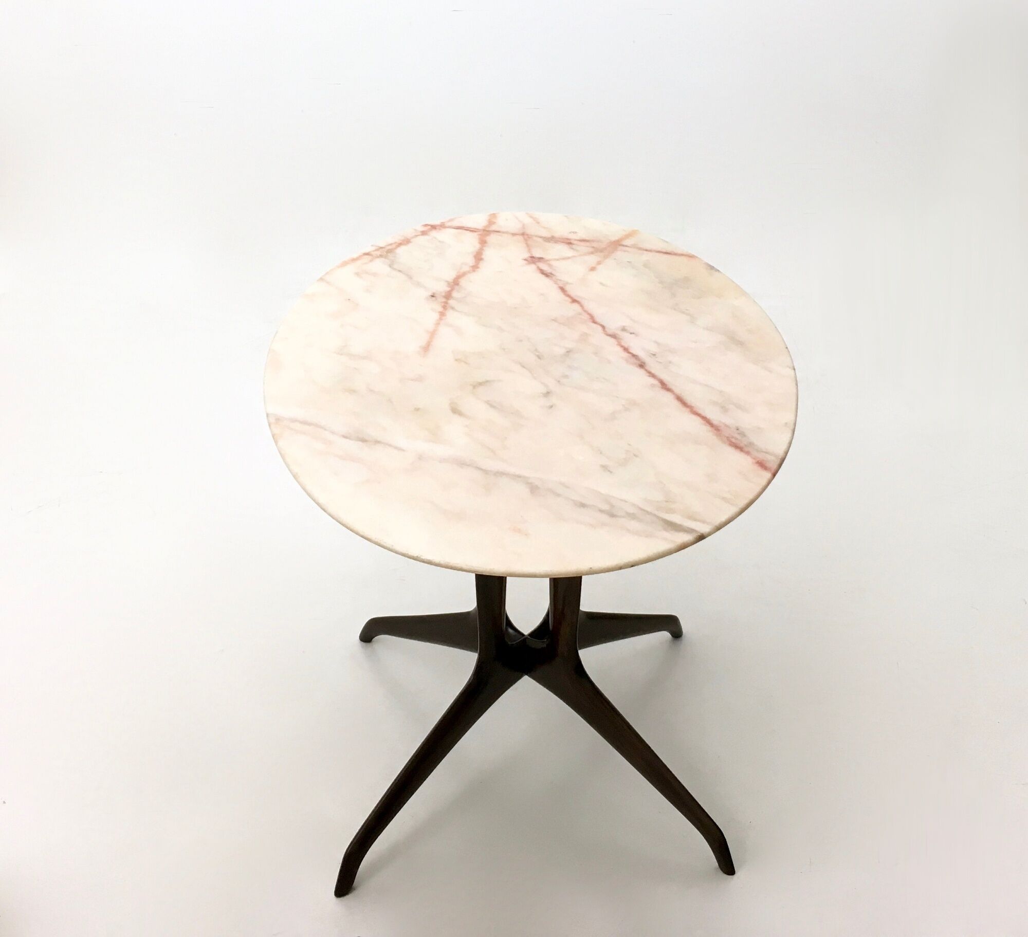 Vintage Coffee Table by Guglielmo Ulrich with an Oval Marble Top, Italy