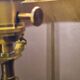 antique bronze lamp with yellow marbled glass paste shade 52x21