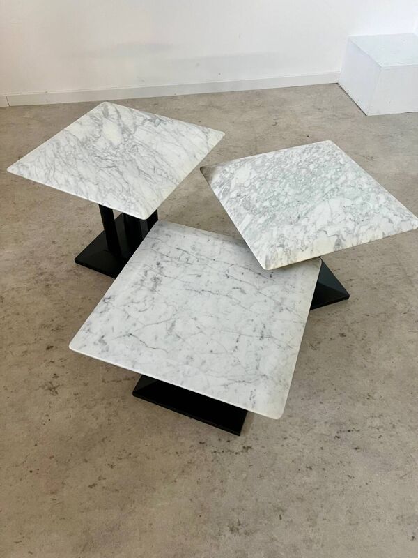 Ensemble table basse en marbre gigogne design italien des années 70 vintage