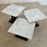 Italian design nesting marble coffee table set from the 70s vintage