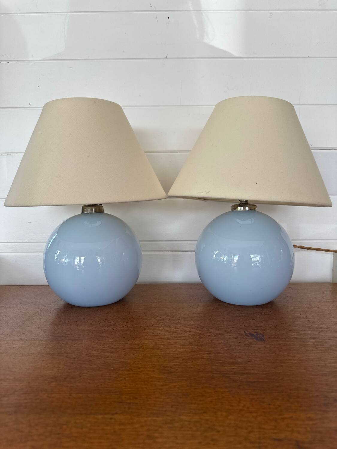Paire lampes opaline