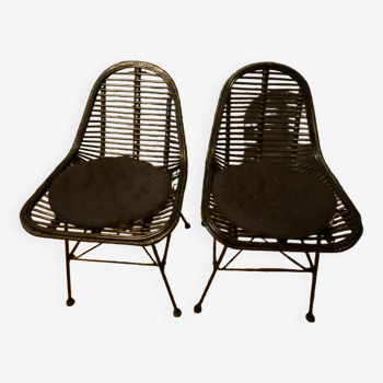 Black rattan chairs
