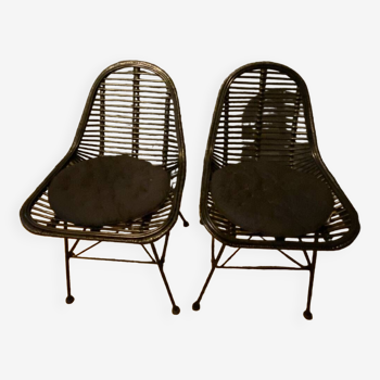 Chaises rotin noir