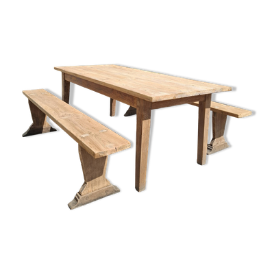 Table de ferme et ses 2 bancs