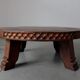 Carved rustic oak round coffee table - Netherlands 1950s