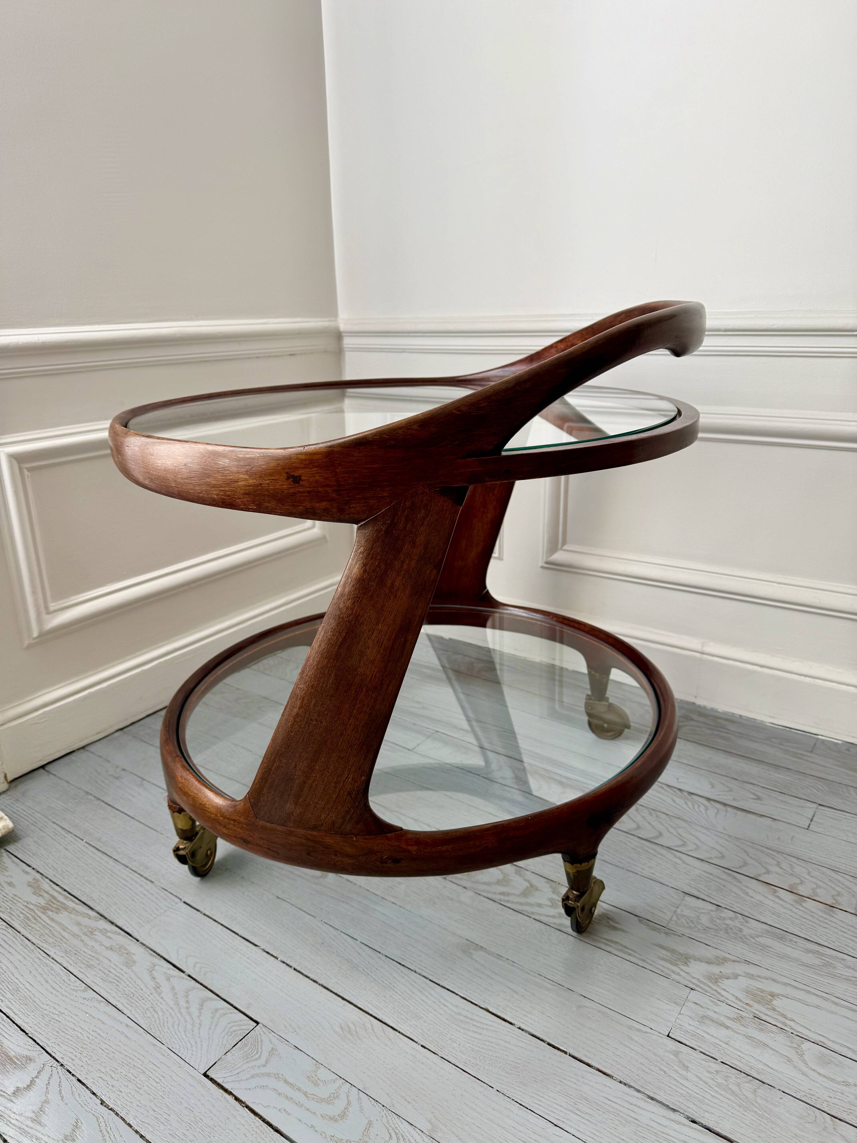 Cesare Lacca rolling coffee table service trolley