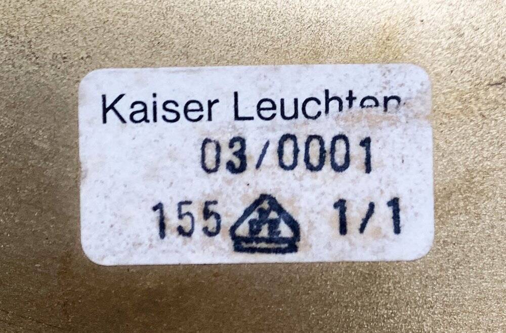 German brass ceiling lamp in mid-century modern space style by Kaiser Leuchten, 1960s.