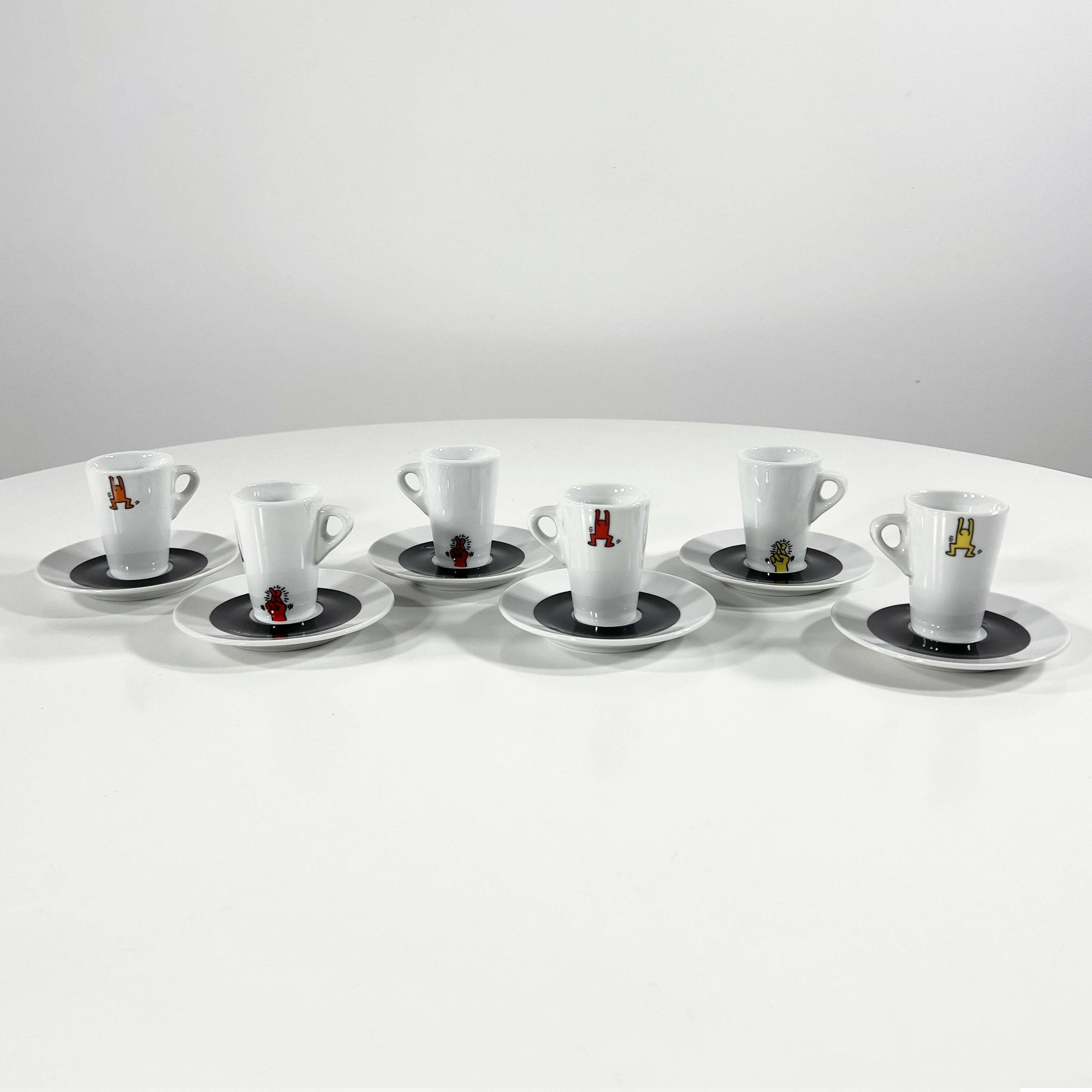 Set of 6 Espresso Cups by Keith Haring for Tognana, 1990