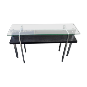 Glass and stainless steel console from the 70s