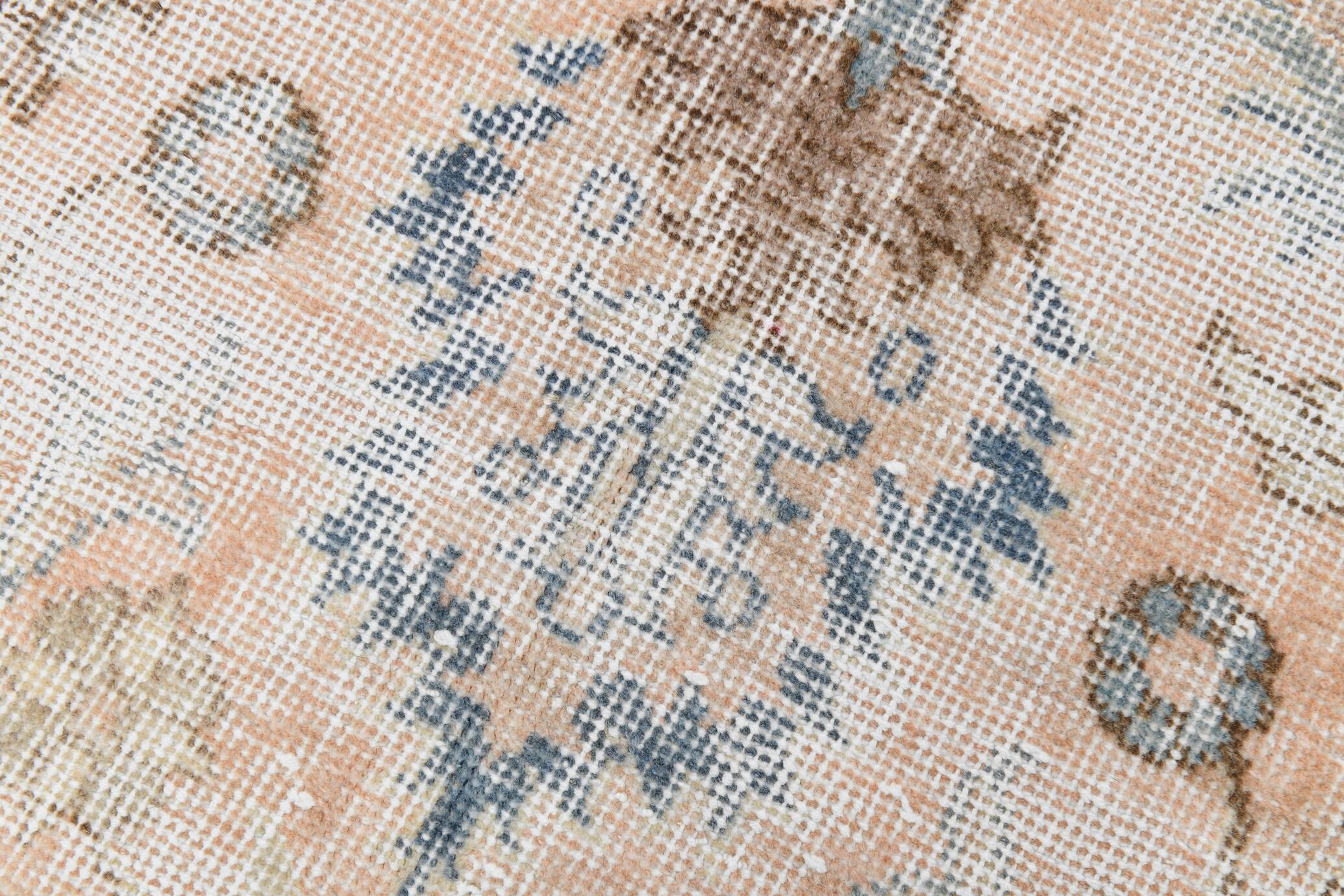 4x7 Tan Beige & Blue Floral Vintage Rug, 138x206Cm