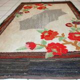 Old American Carpet Hooked handmade 78cm x 138cm 1920s, 1C705