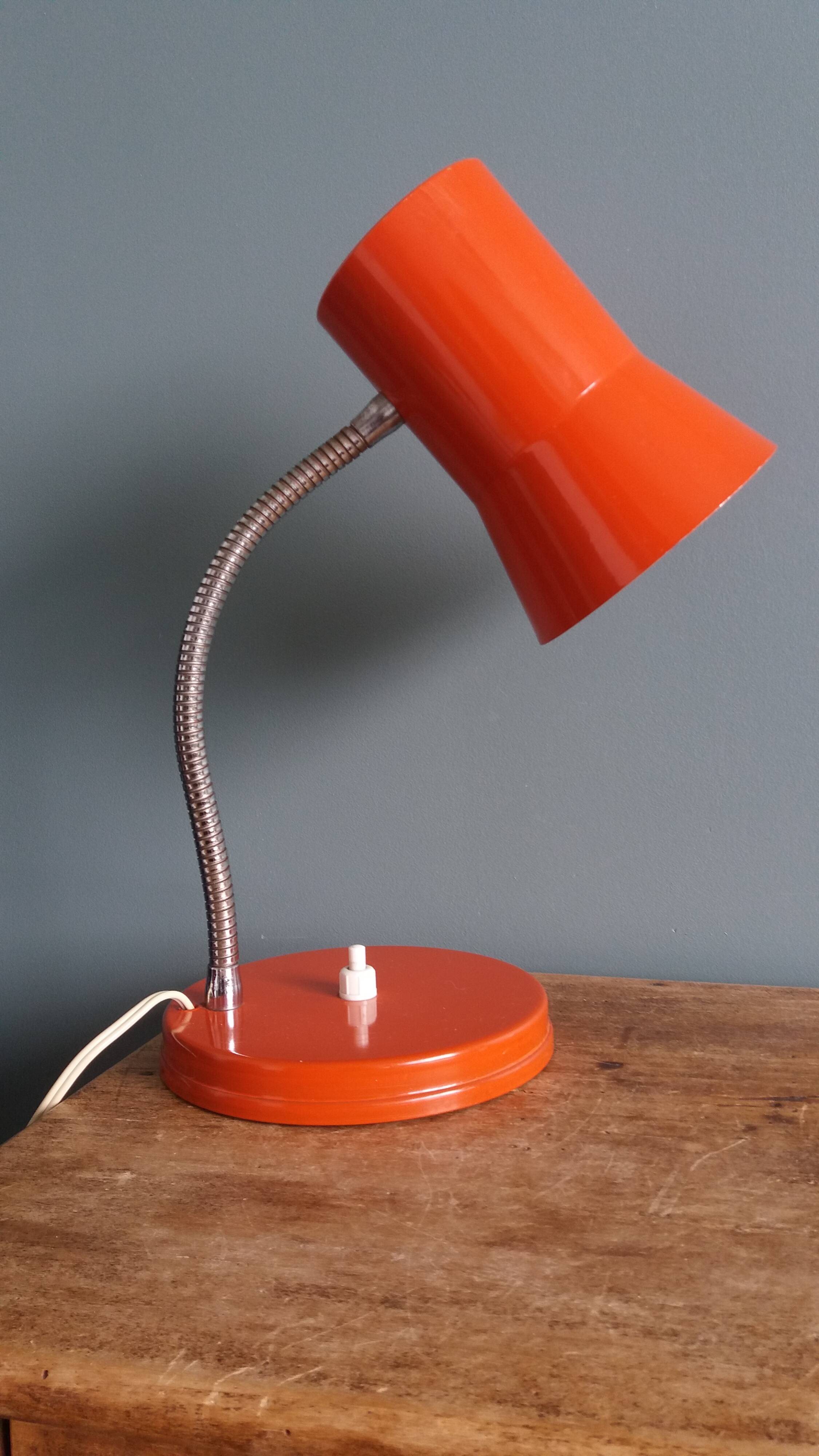 Lampe de bureau flexible années 70 orange