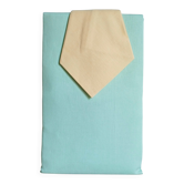 Water green tablecloth & 6 yellow napkins. France around 1980.