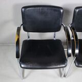 Set of 4 vintage tubular steel lounge chair