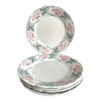 Assiettes  à dessert terre de fer Keller et Guerin Luneville , modèle Rolan