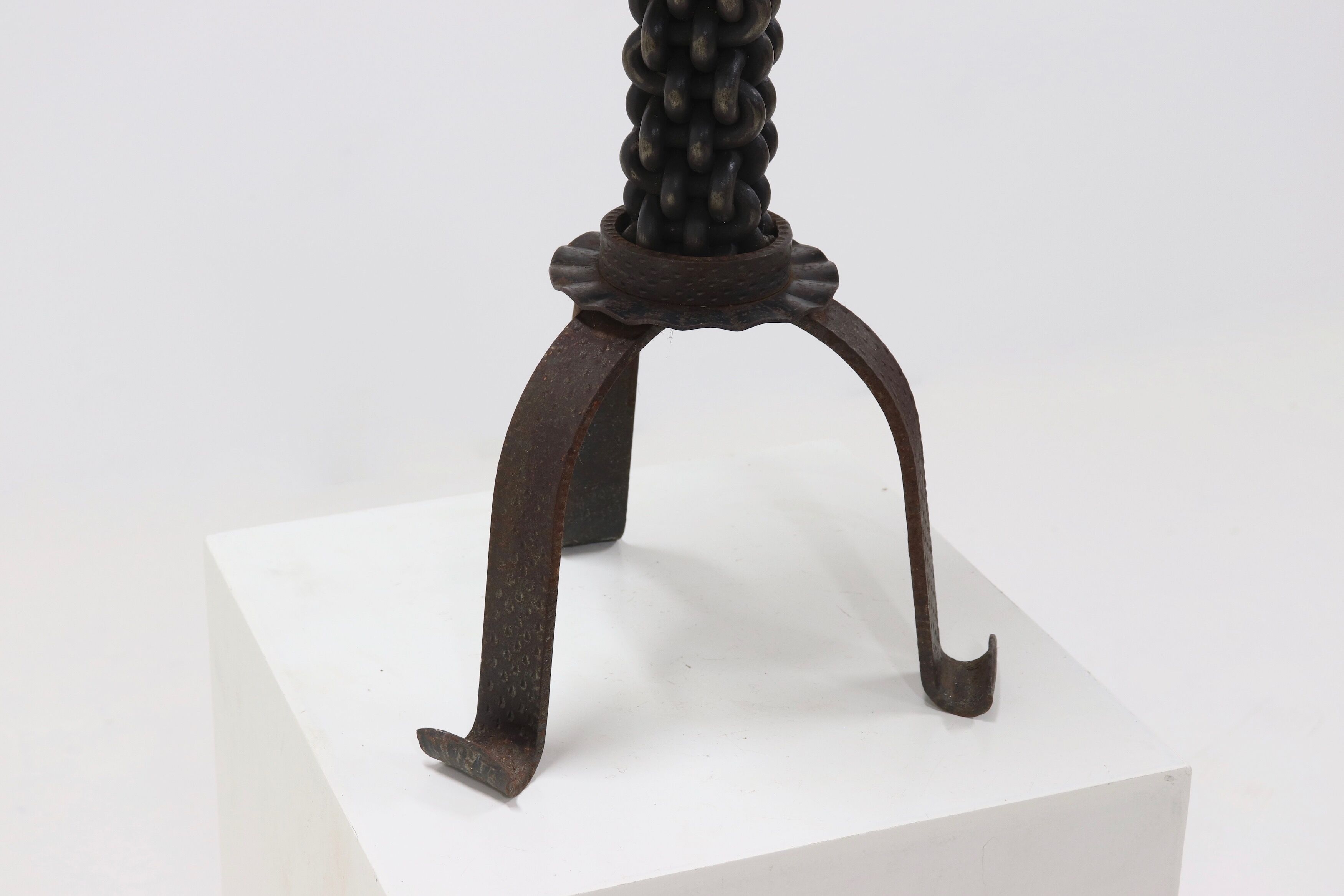 Brutalist Sculptural Wrought Iron Candle Holder 1960s