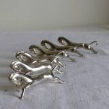 6 metal knife holders, horse