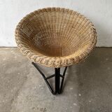 Armchair 50s in rattan and metal