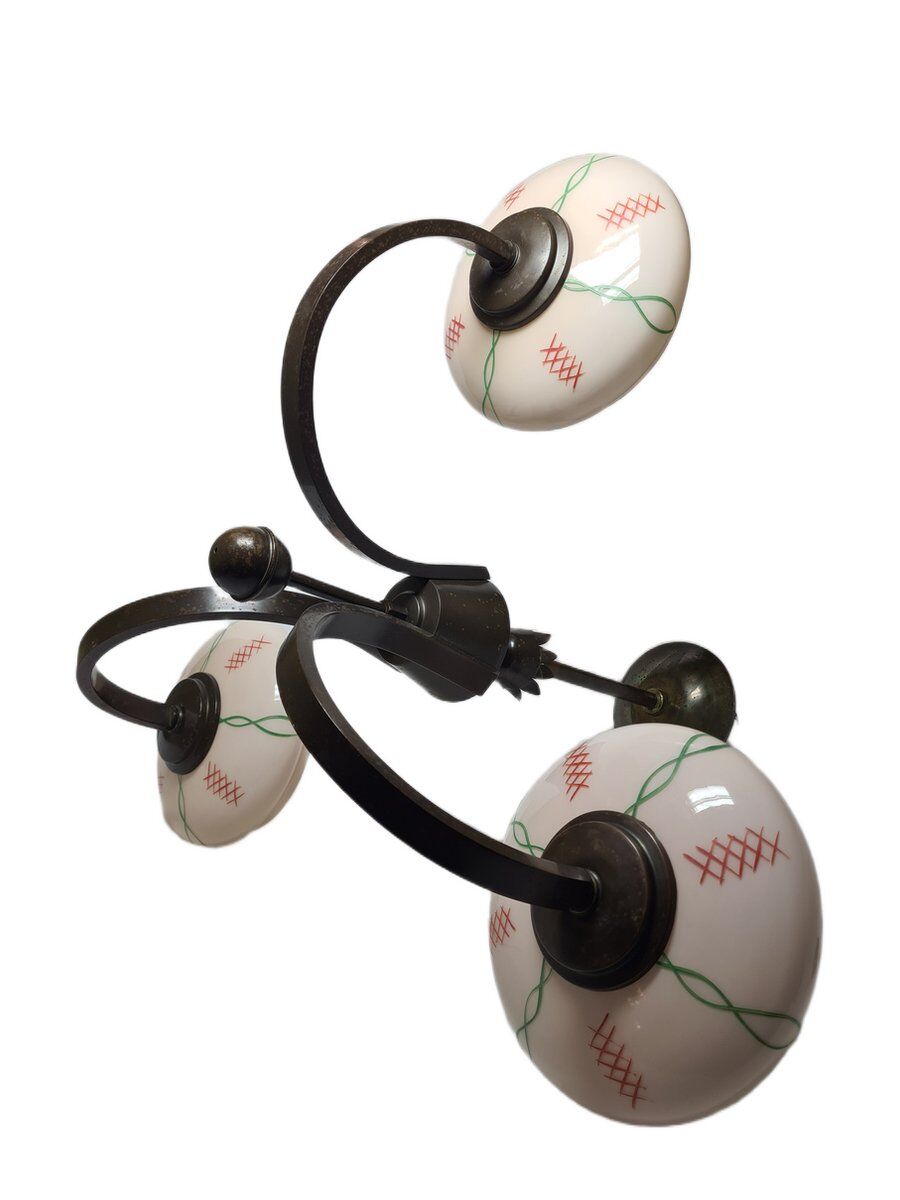 Art Deco glass chandelier, Poland, 1930s