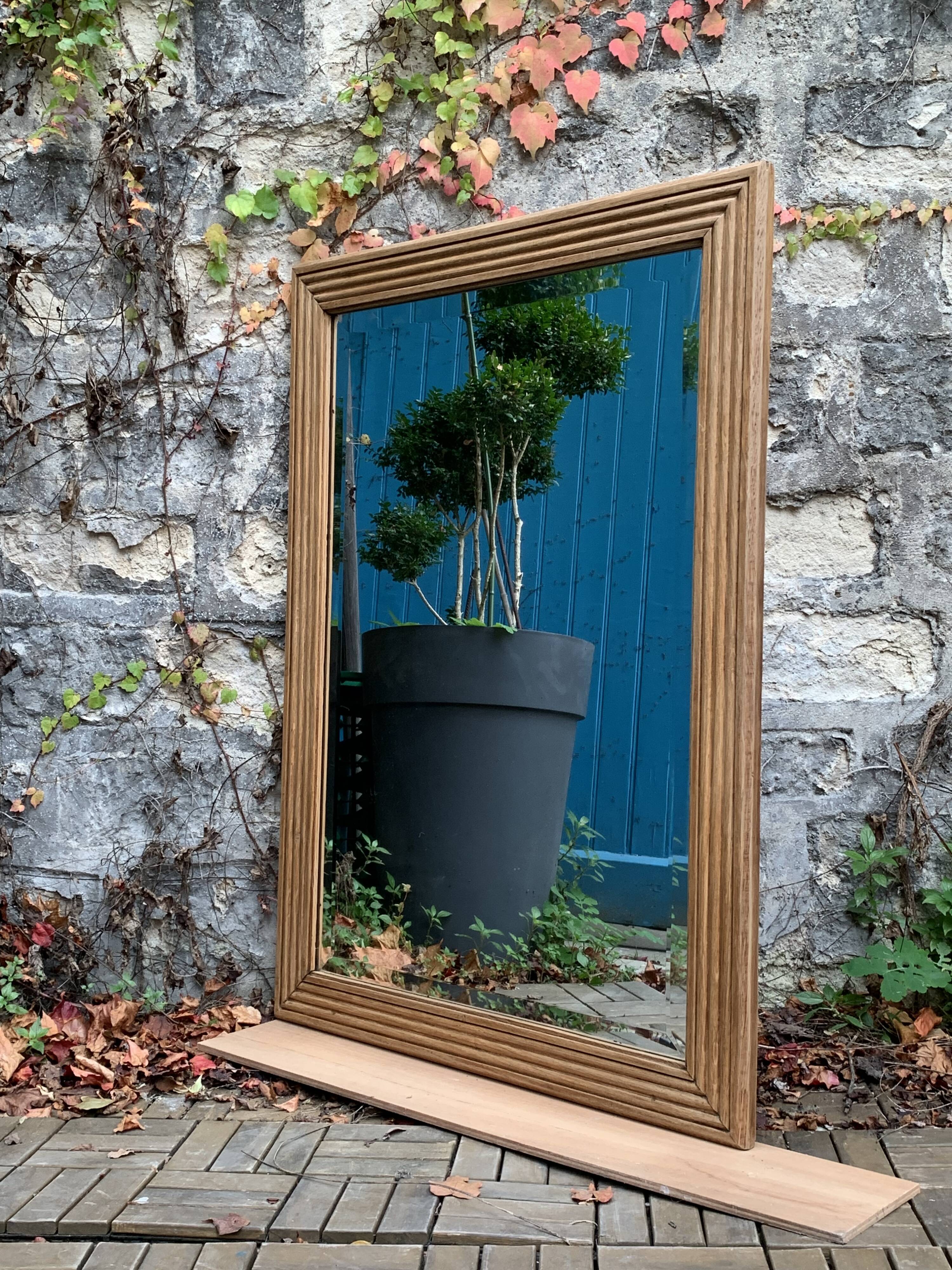 1940 beveled mirror solid raw oak 74x104