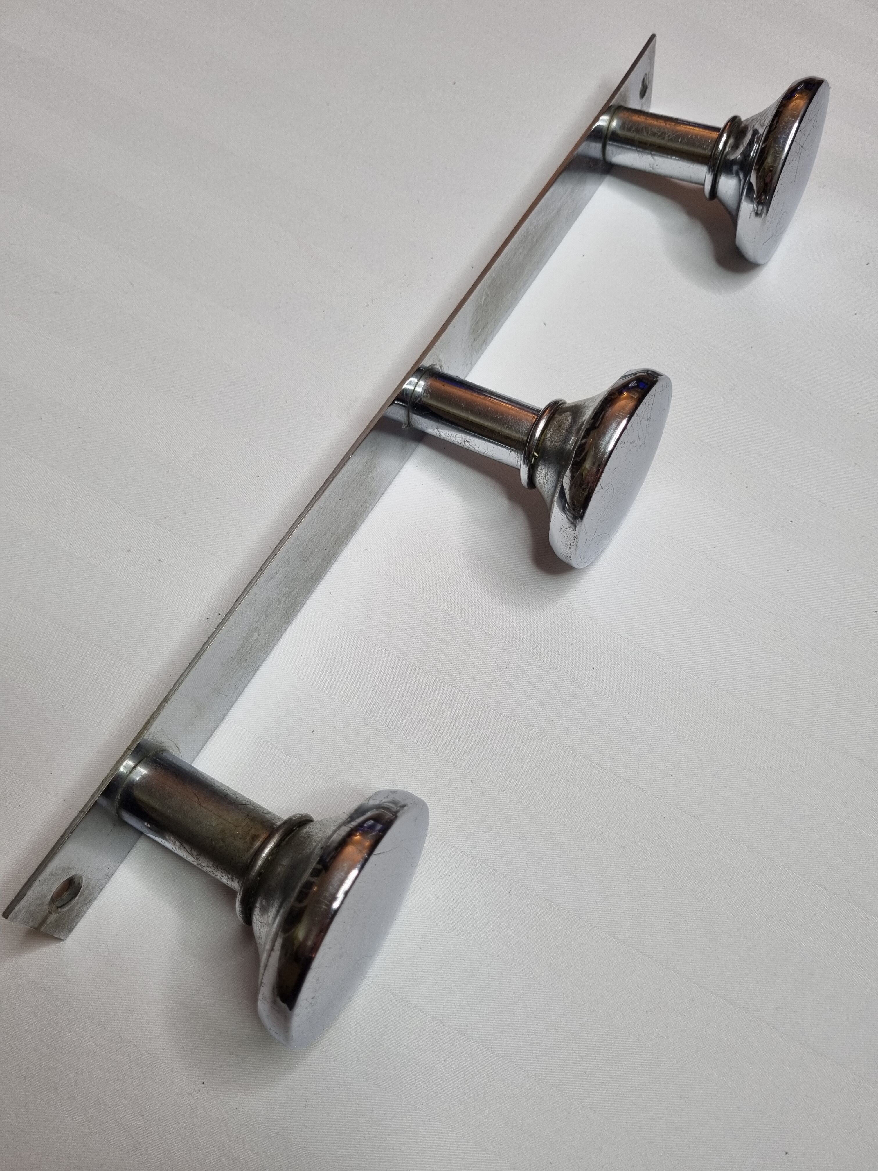 Art Deco style metal coat rack, 3 hooks