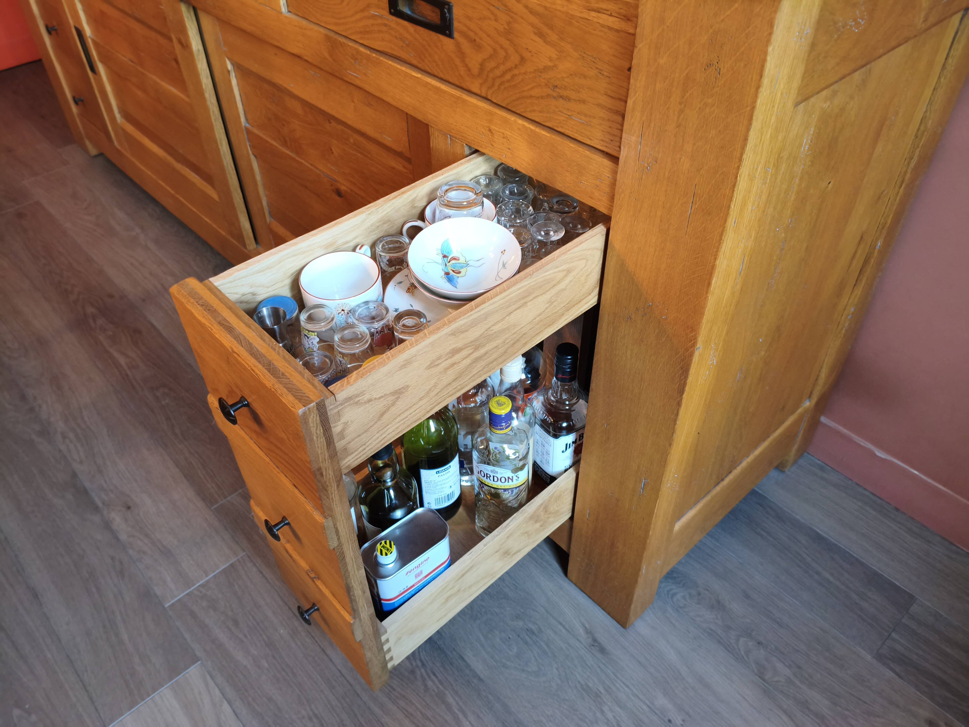 Solid oak sideboard, ideal for farmhouses or country homes, thick wood