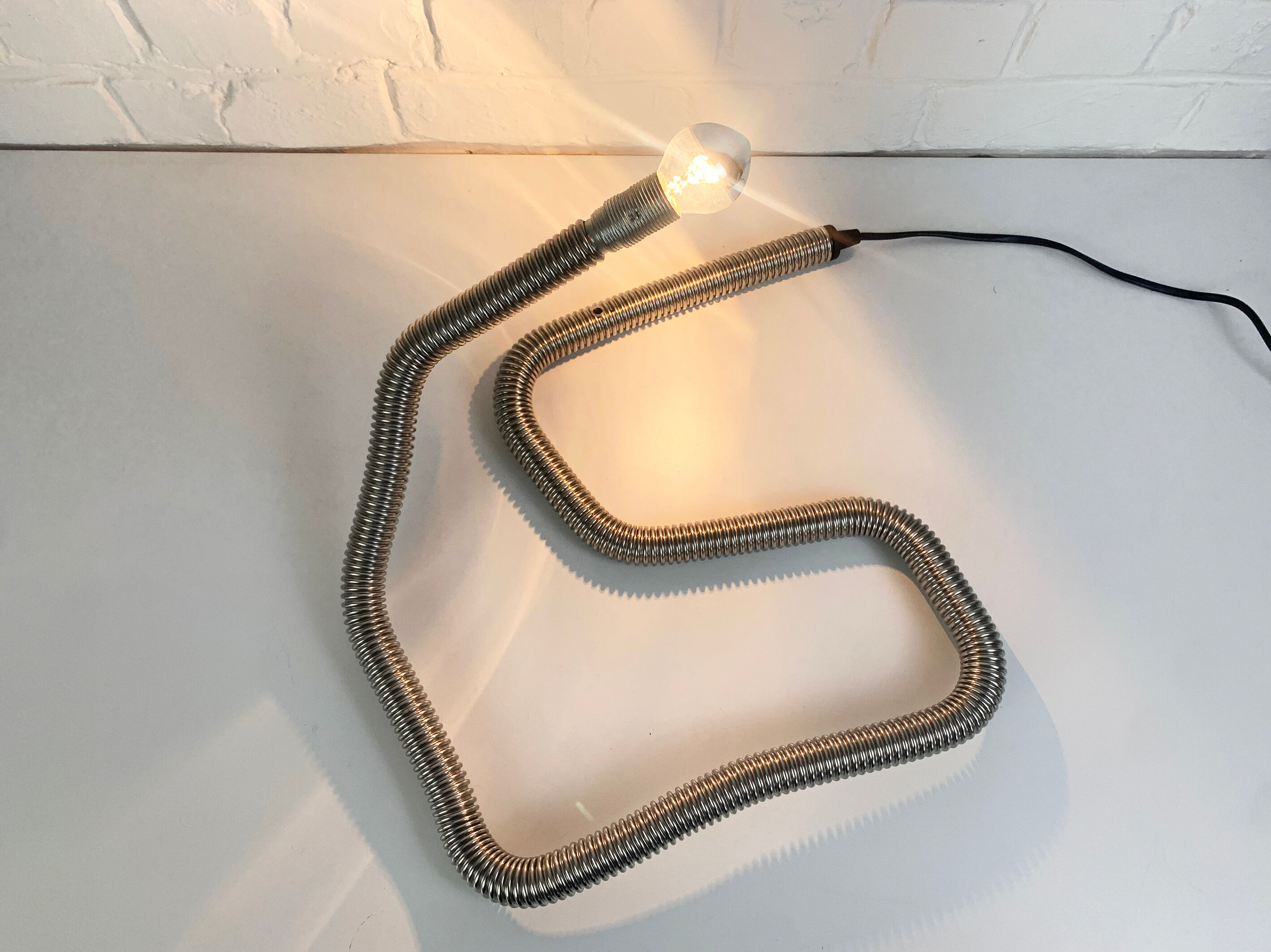 Table lamp snake minimalist flexible tube cobra chromed metal