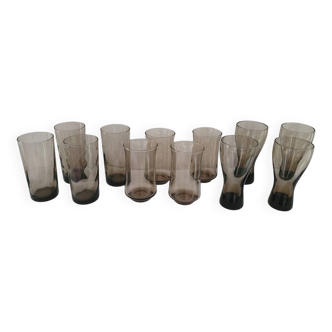 Set of 12 80's long drink glasses