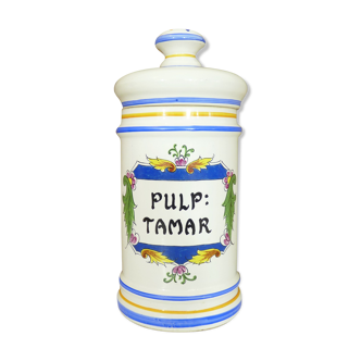 Pharmacy pot, apothecary pot in art faience of Clamecy Pulp Tamar