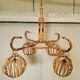 Vintage rattan chandelier 60s 4 branches