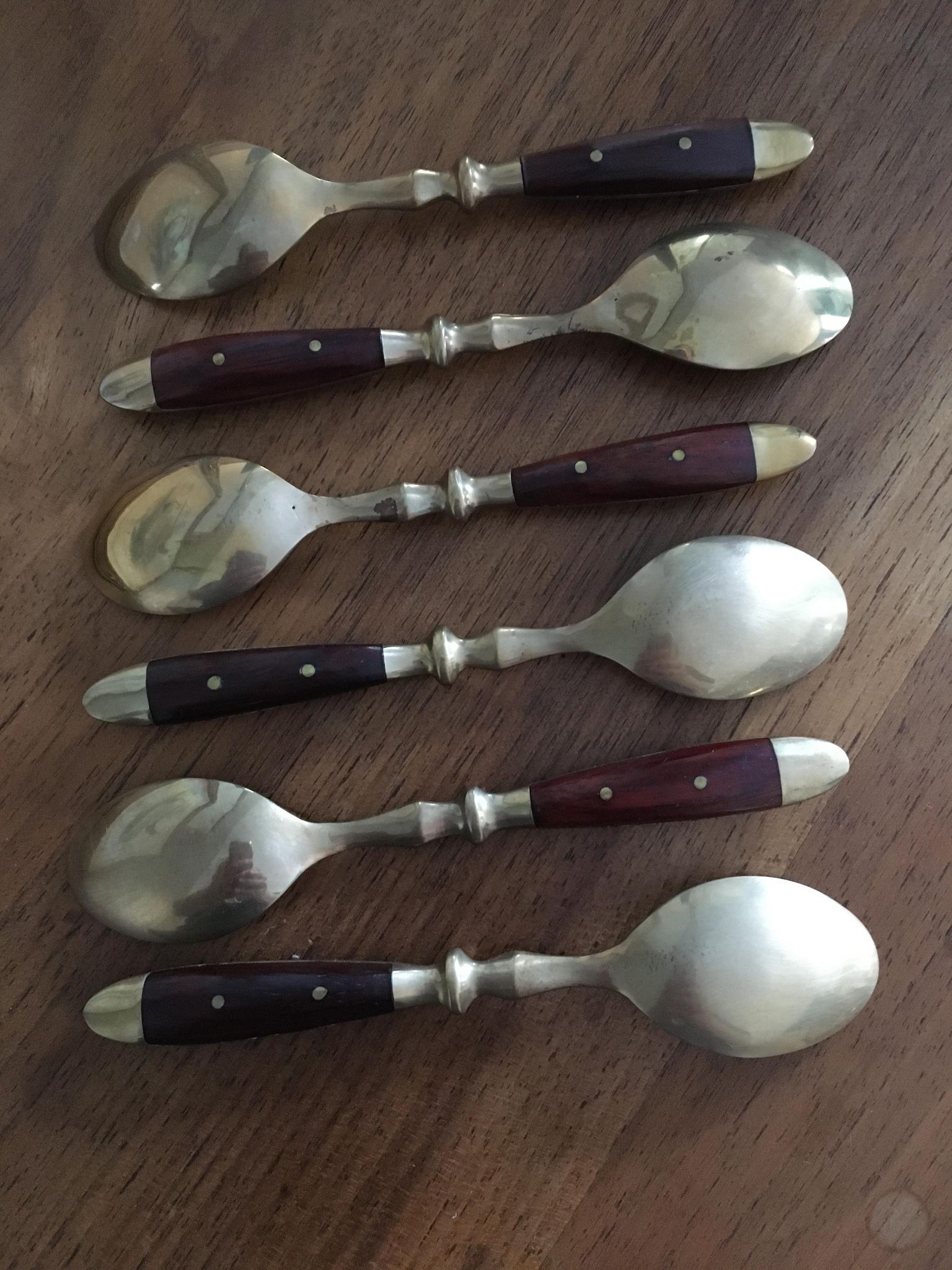 Mocha spoons made of brass and wood